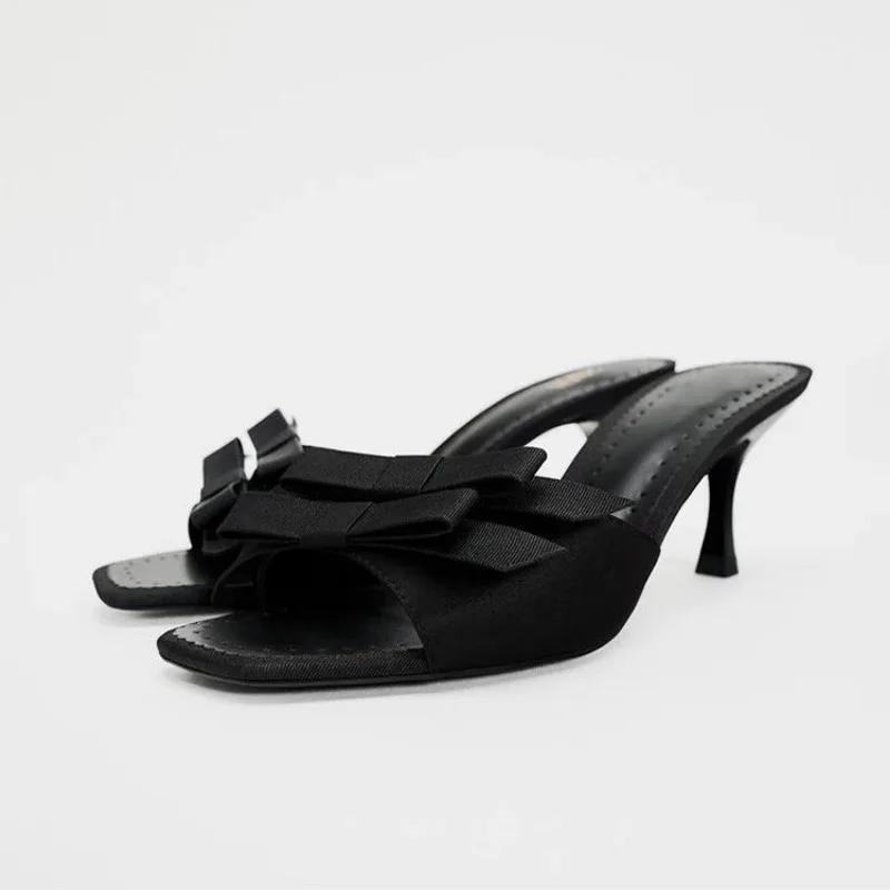 Fashion Women's Shoes Open Toe Women's Slippers New Butterfly-knot Dress Slippers Women Summer Best Seller Heels Women