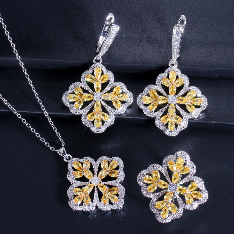 Micro-Set Zircon Earrings, Rings, Pendants, Three-Piece Small Set, Multi-Color Optional.