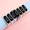 Girls' LED Cartoon Ink Waterproof Sports Watch with Luminous Bracelet Design