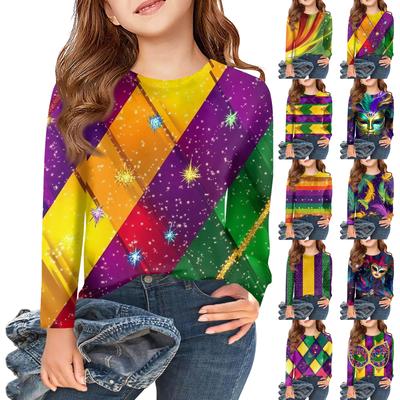 Mädchen Langarm T-Shirts Kinder Herbst Tops Rundhals Bedruckt Basic T-Shirts