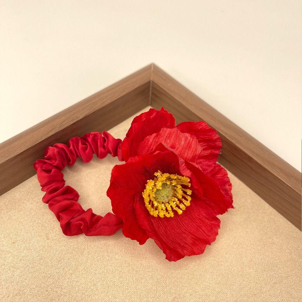 Korean Style Flower Hair Tie Cloth Elastic Hair Band Fashion Large Intestine Hair Ring Horsetail