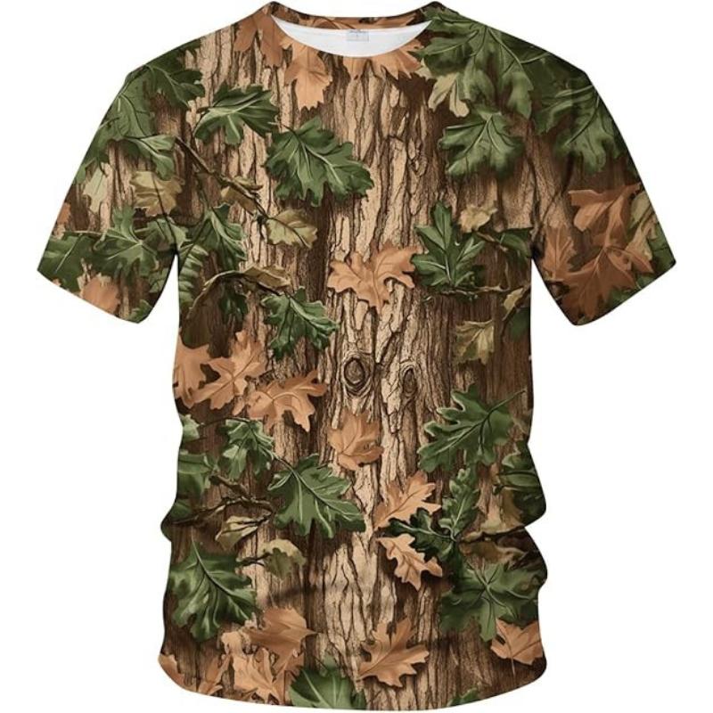 Fashion Men's Crew Neck Short Sleeve 3D Branch Color Printing Tree Branch Short Sleeve Crew Neck T-Shirt