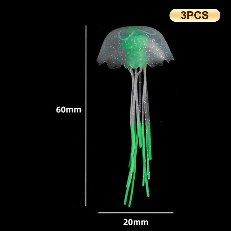3Pcs Artificial Glowing Fluorescent Jellyfish Aquarium Decoration Fish Tank Underwater Plant Marine Aquatic Landscape Ornament