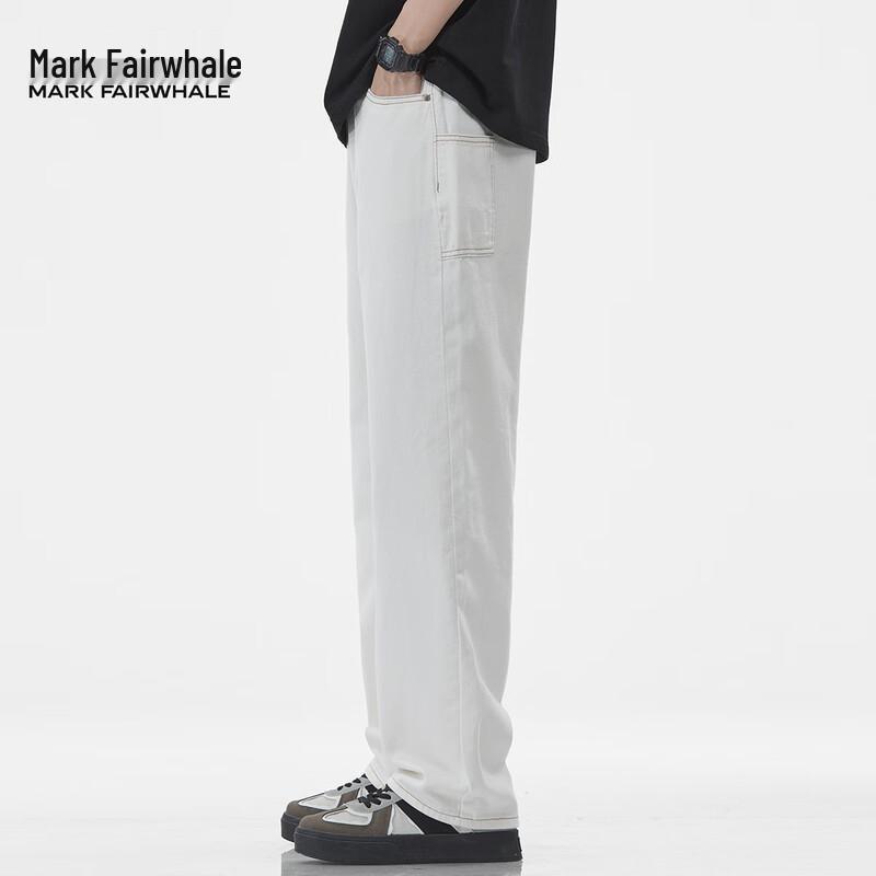 Mark Fairwhale Herren Relaxed Straight-Leg Weiße Jeans