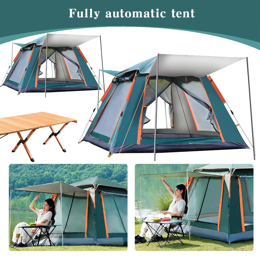 Automatic Quick Open Tent with Canopy Portable Outdoor Rain/Sun Proof Tent for Family Travel Self-drive Camping 3-4/4-6 People