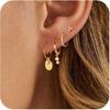 Triple Huggie Stacked Earrings for Women Gold Chain Drop Dangle Earrings Cute Statement CZ Earrings Trendy Dainty Jewelry Gift