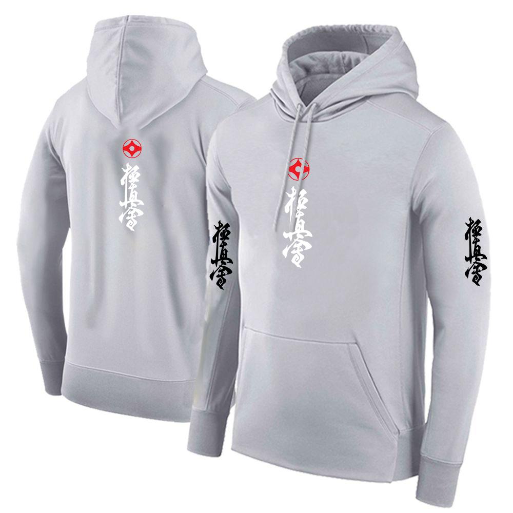 2025 Spring Autumn Kyokushin Karate Printed Fashion Long Sleeve Sports Hoodies Men's Popular Solid Color Loose Hooded Pullover