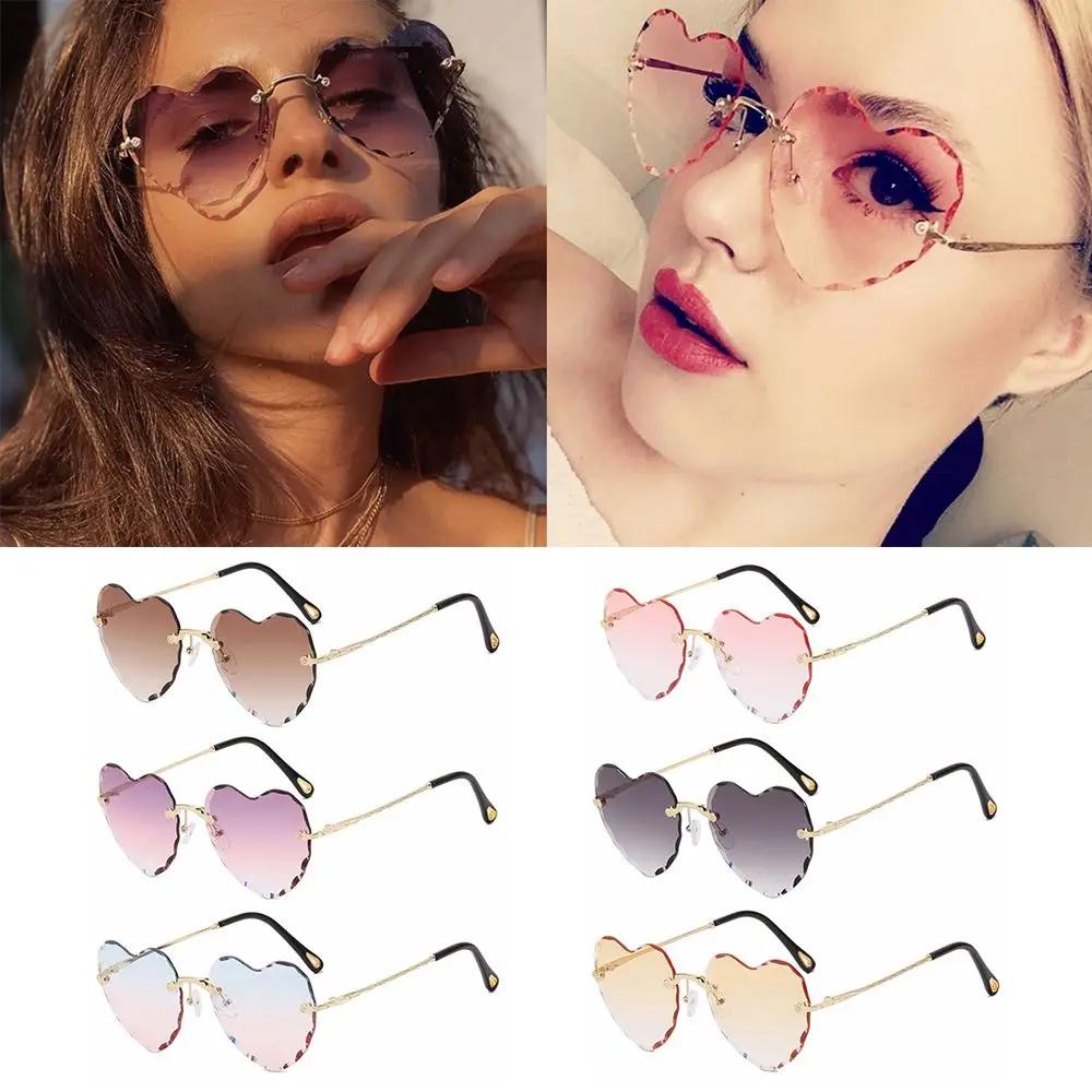 Cute Love Heart Thin Metal Frame Eyewear Heart-Shaped Sunglasses Heart Sunglasses SunGlasses for Women