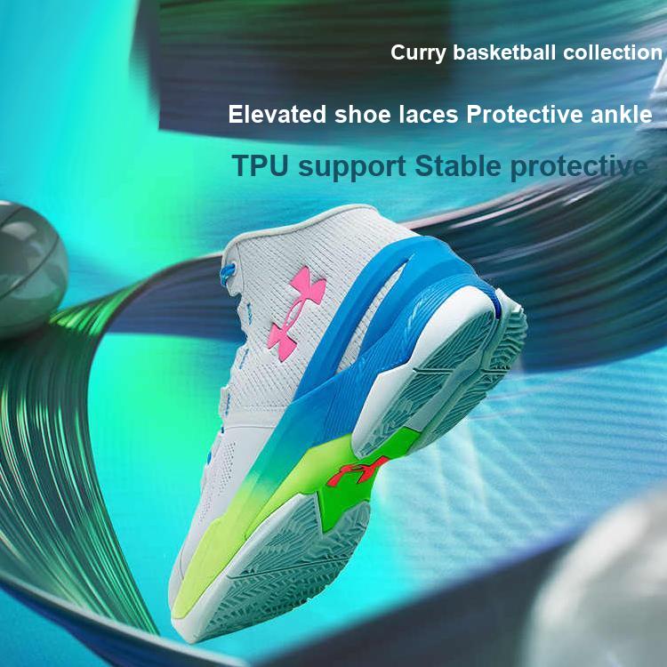 Under Armour Curry 2 Retro GS Splash Party Dětské tenisky Šedá Halo-Šedá Elektricky-Modrá 3026305-100