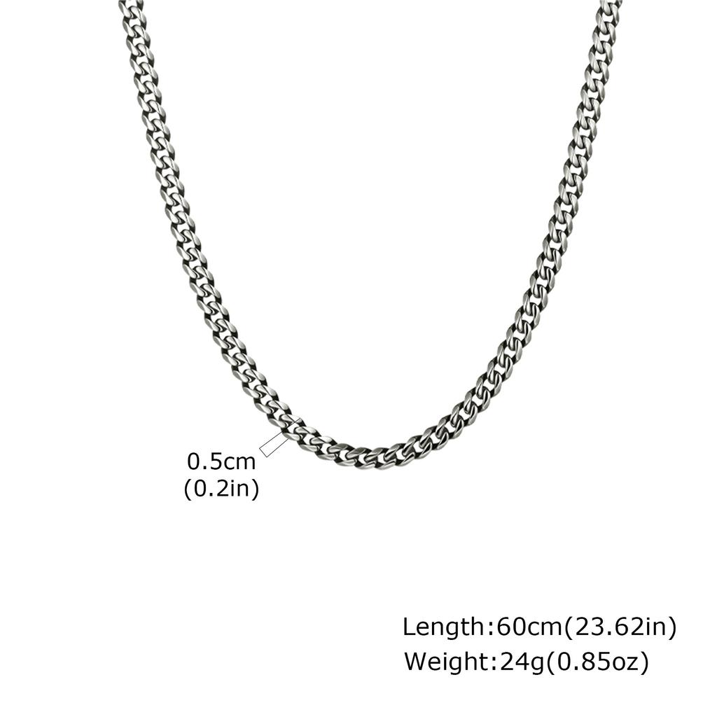 Retro Cuban Chain Necklace for Men Boys,Vintage Stainless Steel Miami Curb Collars,Rock Punk Antique Zircon Gifts