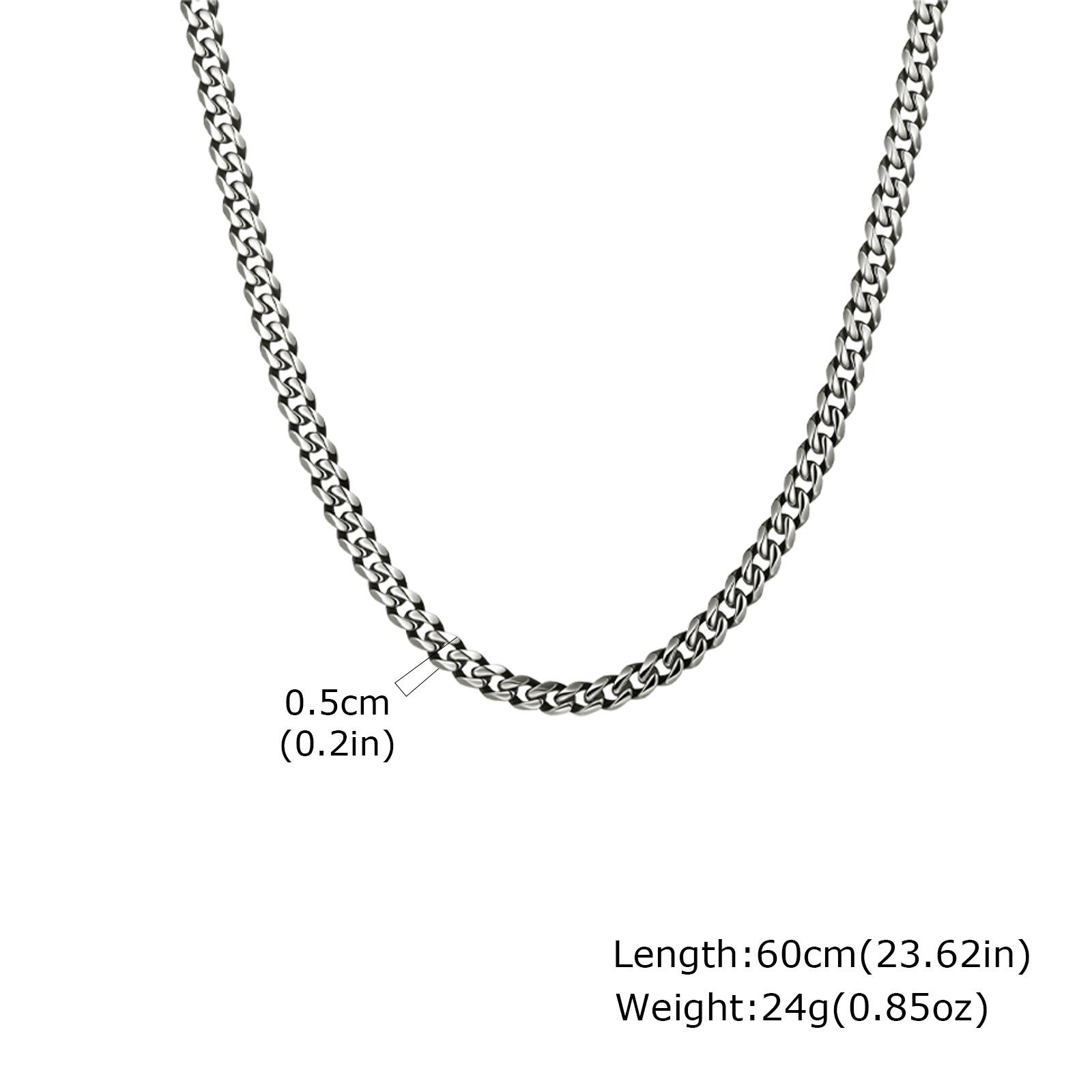 

Ретро кубинская цепочка для мужчин, винтажные ожерелья из нержавеющей стали Майами, рок панк античный циркон подарки 55cm