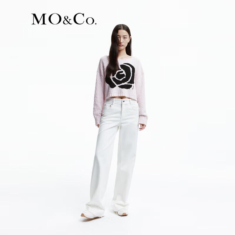 MO&Co. Rose Jacquard Knit Short Sweater