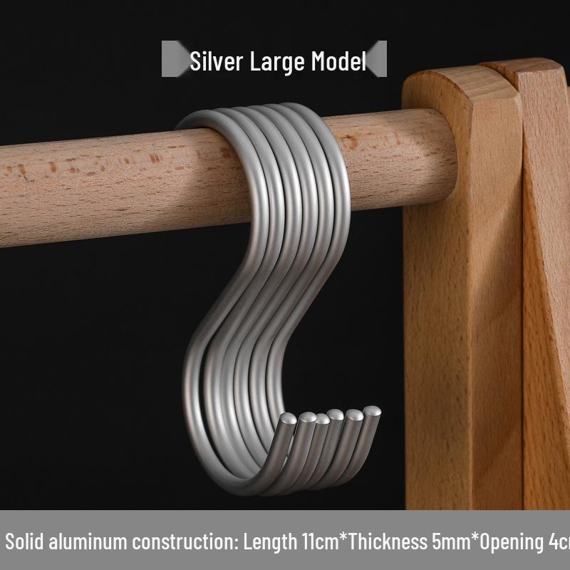 S-Shaped Aluminum Alloy Hook for Clothing, Kitchen, and Wardrobe - Modern Minimalist Design.