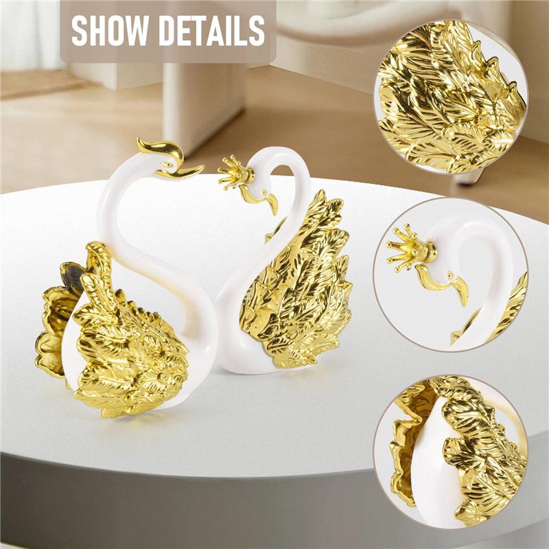 2025 Trend 2 Pieces Of Swan Ornaments Figurines,Swan Cake Decoration,Car Figurines Decoration,Home Wedding Christmas Decoration