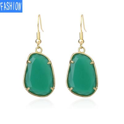 Geometric Natural Crystal Earrings Claw Set Gold Dangle Eagles Cut Earrings