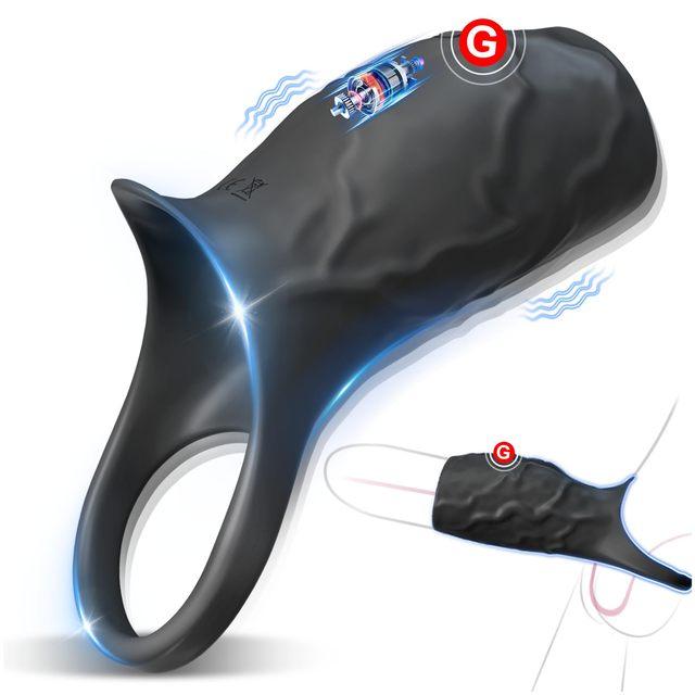 HESEKS Vibrator Penis Sleeve Cock Ring Extender for Penis Testicles G Spot Stimulation Couples Adult Sex Toys for Men Women 18+