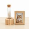Wooden Base Cat Hair Holder Transparent Pet Memorial Gift High-quality Mini Glass Vase  Table