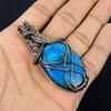 Neon Blue Apatite Gemstone Pendant 999 Copper Wire Wrapped Jewelry, Handmade Antique Pendant Jewelry, Gift For Mother