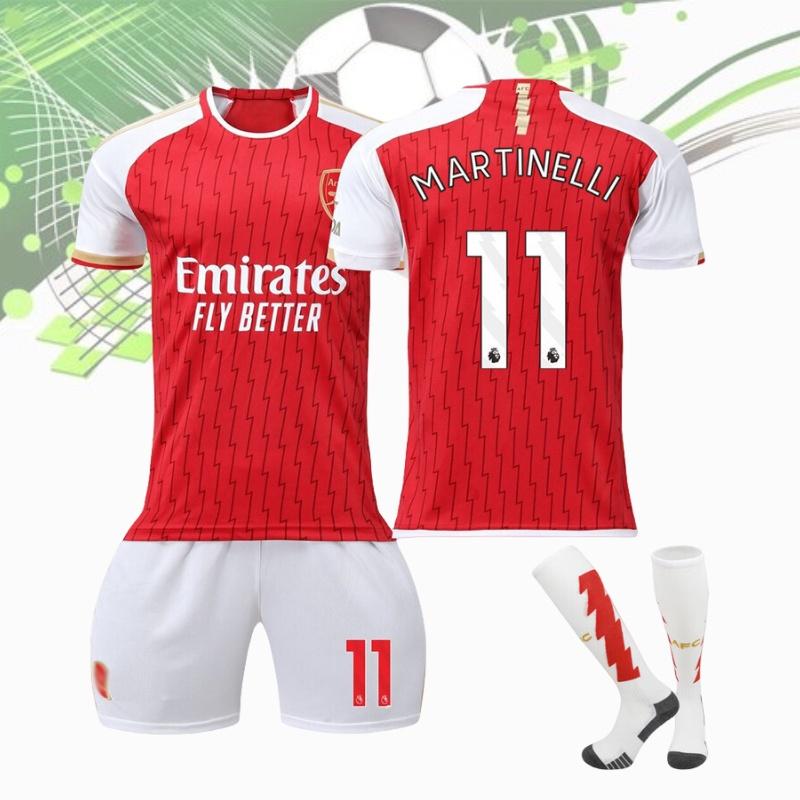 2023-24 Arsenal Home 7 Saka 8 Elneny 9 Jesus 11 Martinelli Football Jersey Sports Apparel For Kids