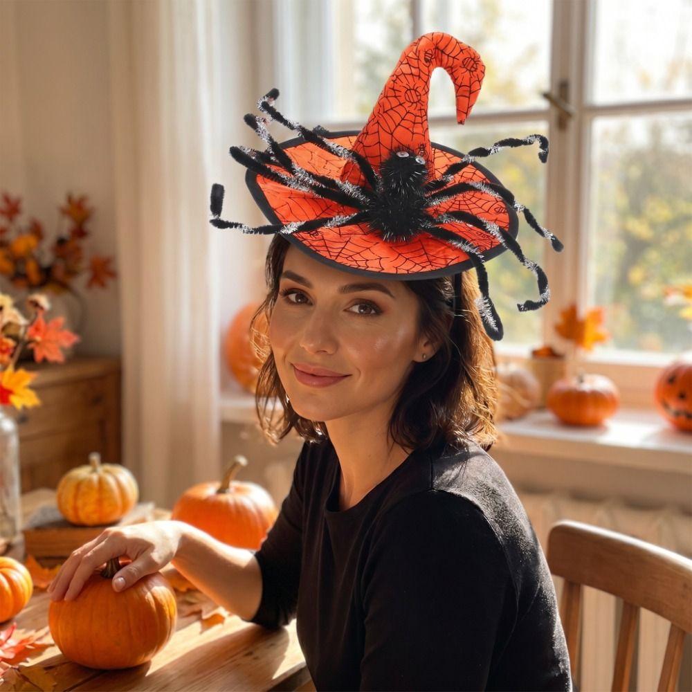 Sequin Halloween Party Hair Band Spider Cone Hat Hair Hoop Halloween Witch Hat Headband  Lady