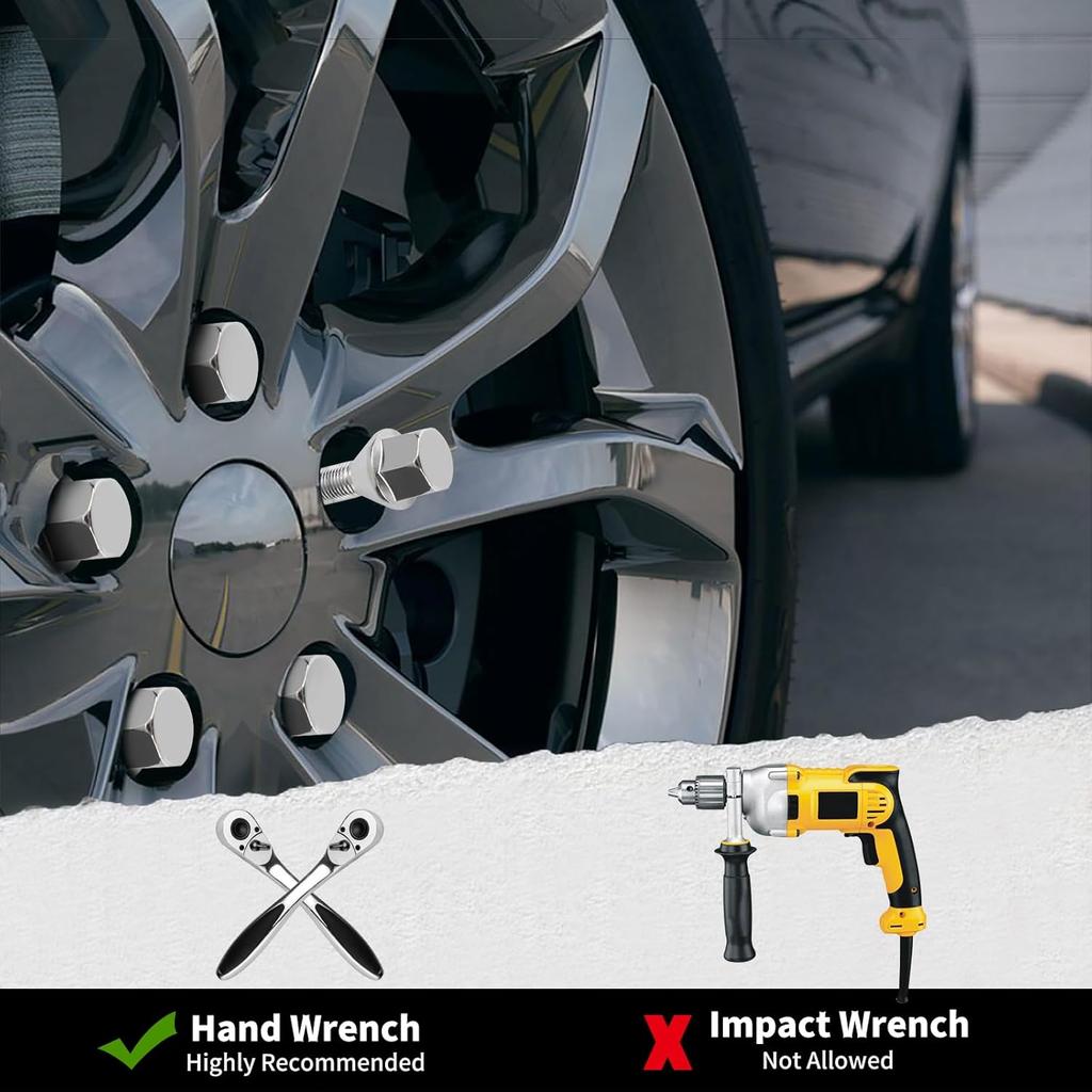 12x1.25 Wheel Lug Bolts 5 Pcs Silver Lug Shank 28mm Compatible with Jeep Compass Renegade Fiat Cherokee Acorn, 28mm Shank 19mm Hex 2.45 inch Length