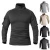 Men Combat T-shirt Camouflage Stand Collar Slim Long Sleeve Autumn Shirt