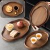 Chinese Style Bamboo Decorative Serving Tray Smooth Surface Tea Tray Vintage Fruit Platter Afternoon Tea Coffee Dessert Plate