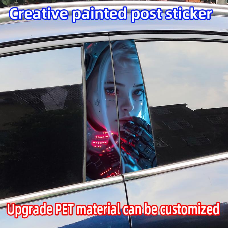 Cyberpunk Girl Car Stickers Waterproof DIY Auto B-pillar Protective Decor Cover Scratches Universal Vehicle Decals Accessories