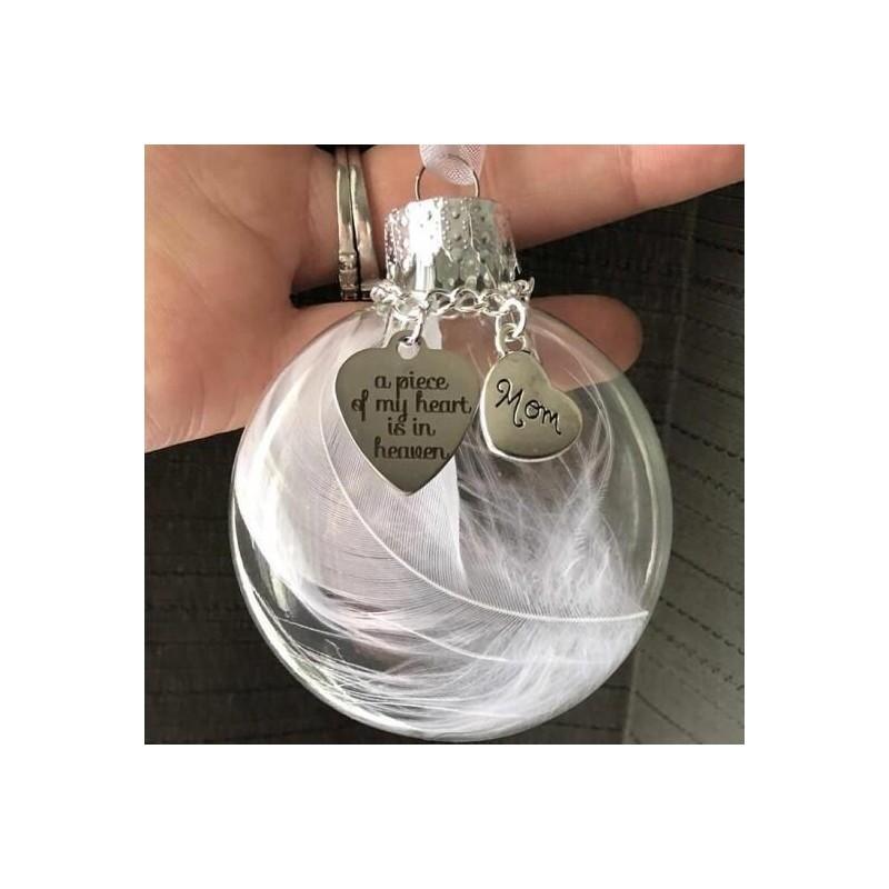 Piękna Od Serca Kawałek Mojego Serca Jest w Niebie Piórko Ornament Kula na Boże Narodzenie