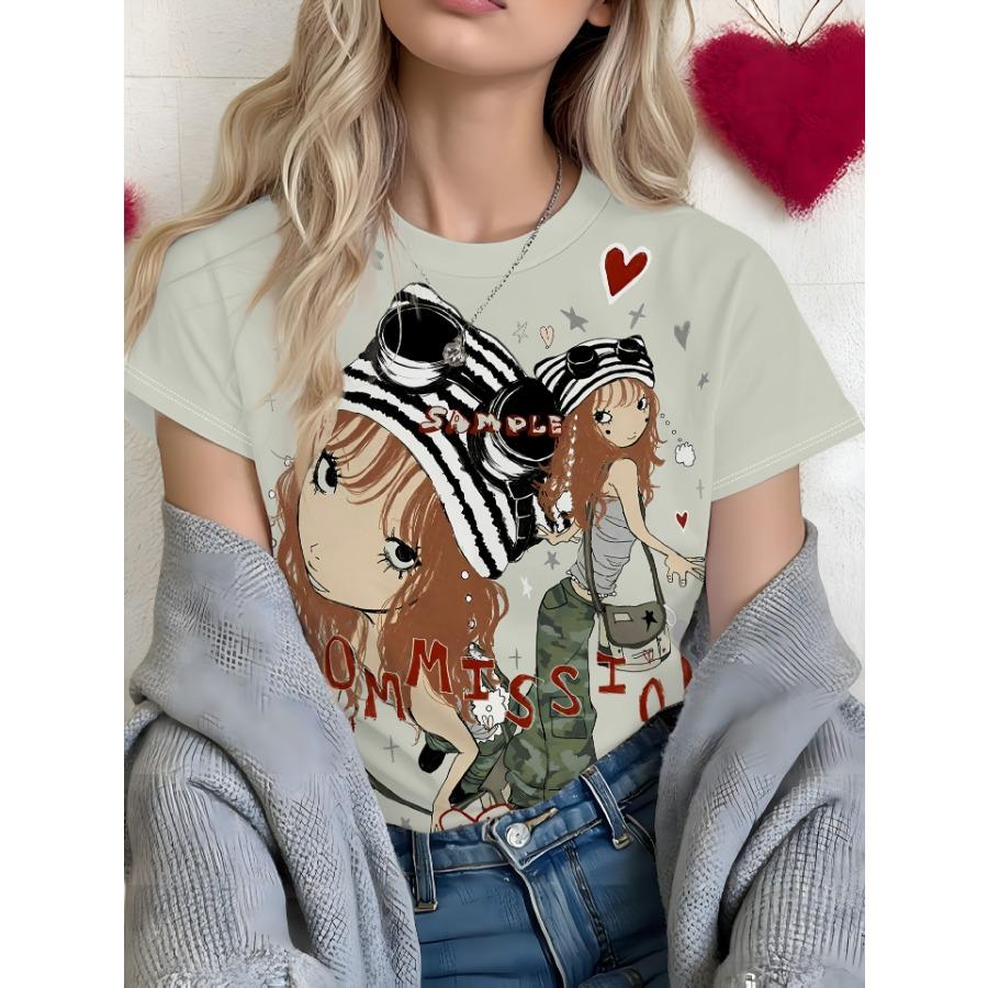 

New round neck loose animal dog digital printing round neck top short sleeve 6XL