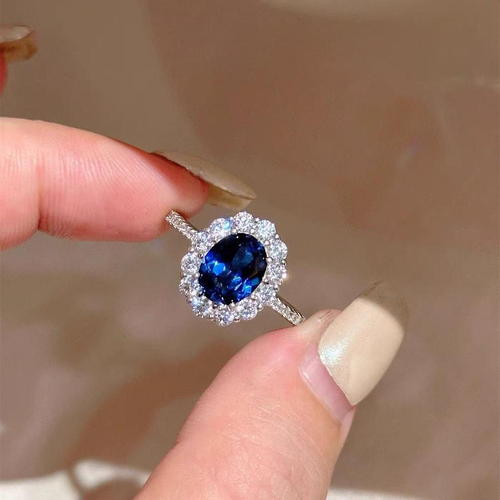 S925 Sterling Silver Sapphire Women's Ring - Light Luxury, High-End, Unique Design, 2026 Hot Style