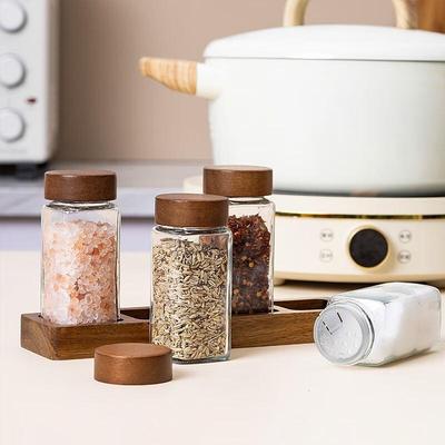Guan Zhuojia Glass Seasoning Jar Set with Base