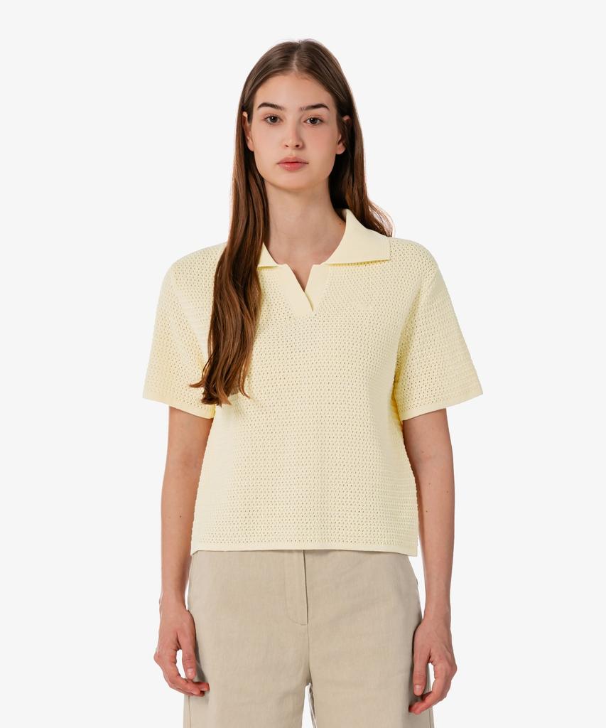 LACOSTE Women'S Crochet Sweater Polo Shirt Pf615E-56G 056