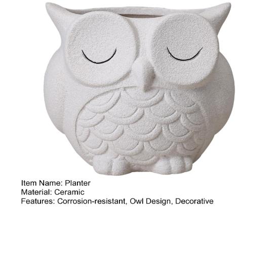 Cute Owl Planter Plant Pot with Drainage Hole Ceramic Decorative Planter for Succulents Small Aloe Home Office Desktop Decor
