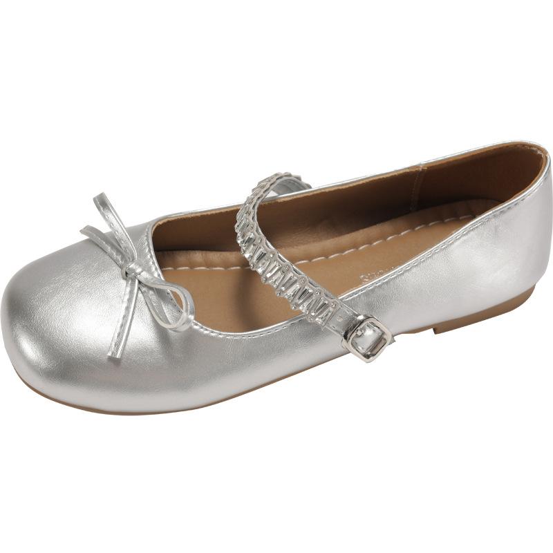 Queen Fan Silver French Light Mouth Flat-soled Single Shoes Women's Summer 2025 New with Skirts Versatile Mary Jane Women's Shoes