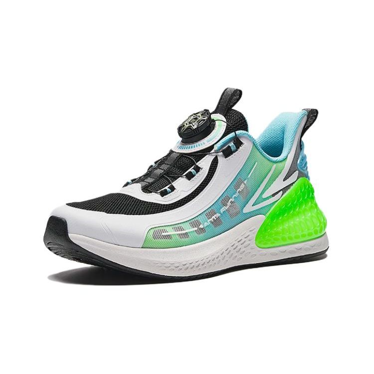 Anta Kids Knob Shock Absorption Wear-Resistant Breathable Low-Top Running Shoes Kids Running Shoes Black White Green A312425519-1