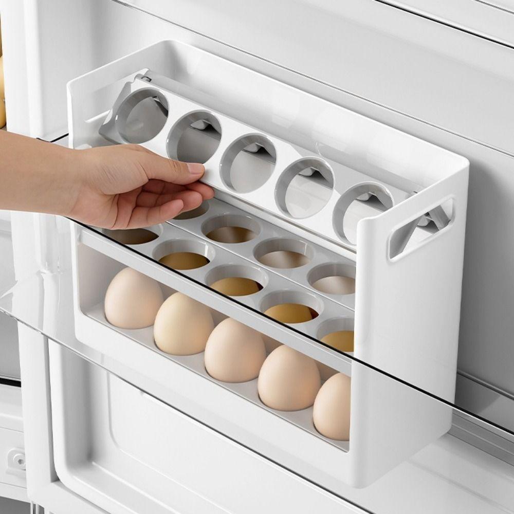 Plastic Flip-top Egg Storage Box Anti-drop Egg Storage Tray 3 Tiers Egg Storage Box Refrigerator