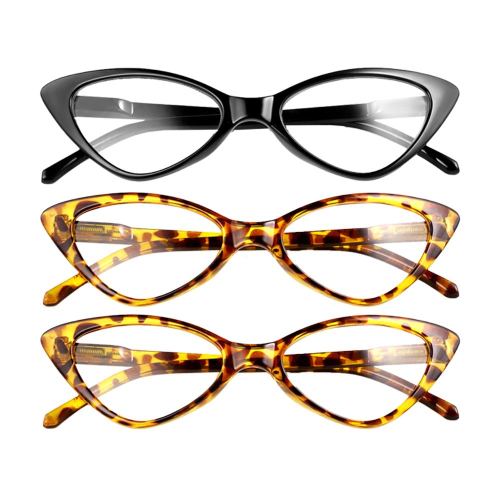 

3pcs Anti Blue Light Reading Glasses with Cat-Eye Frame Triangle Full-Rim PC Glasses Metal Hinge Design Unisex 3.0