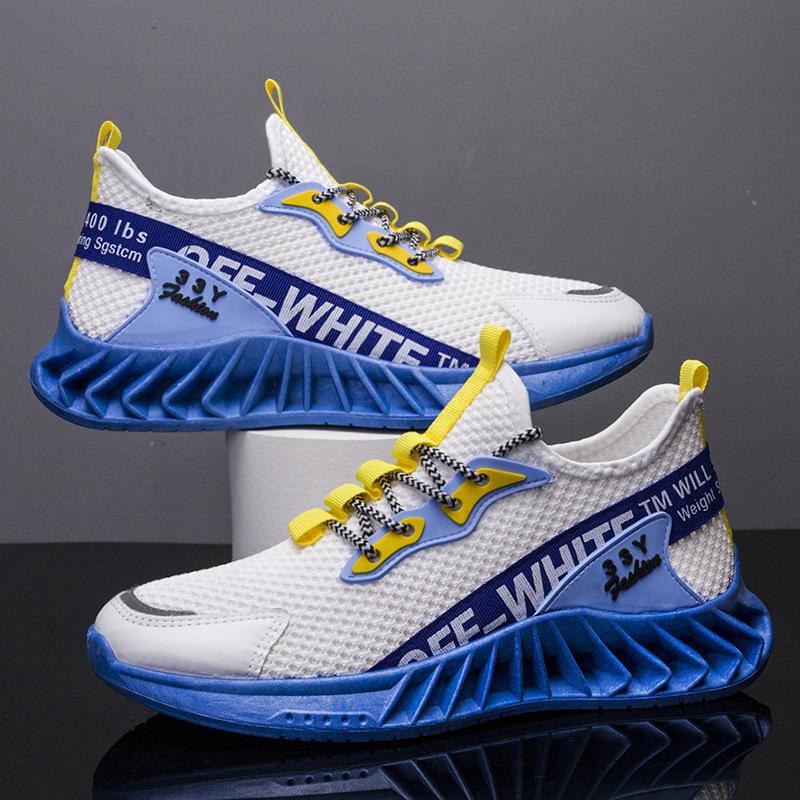 Spring Men's Shoes Lightweight High-elastic Flying Woven Blade Shoes Trendy Color Matching Student Sports Casual Shoes Men
