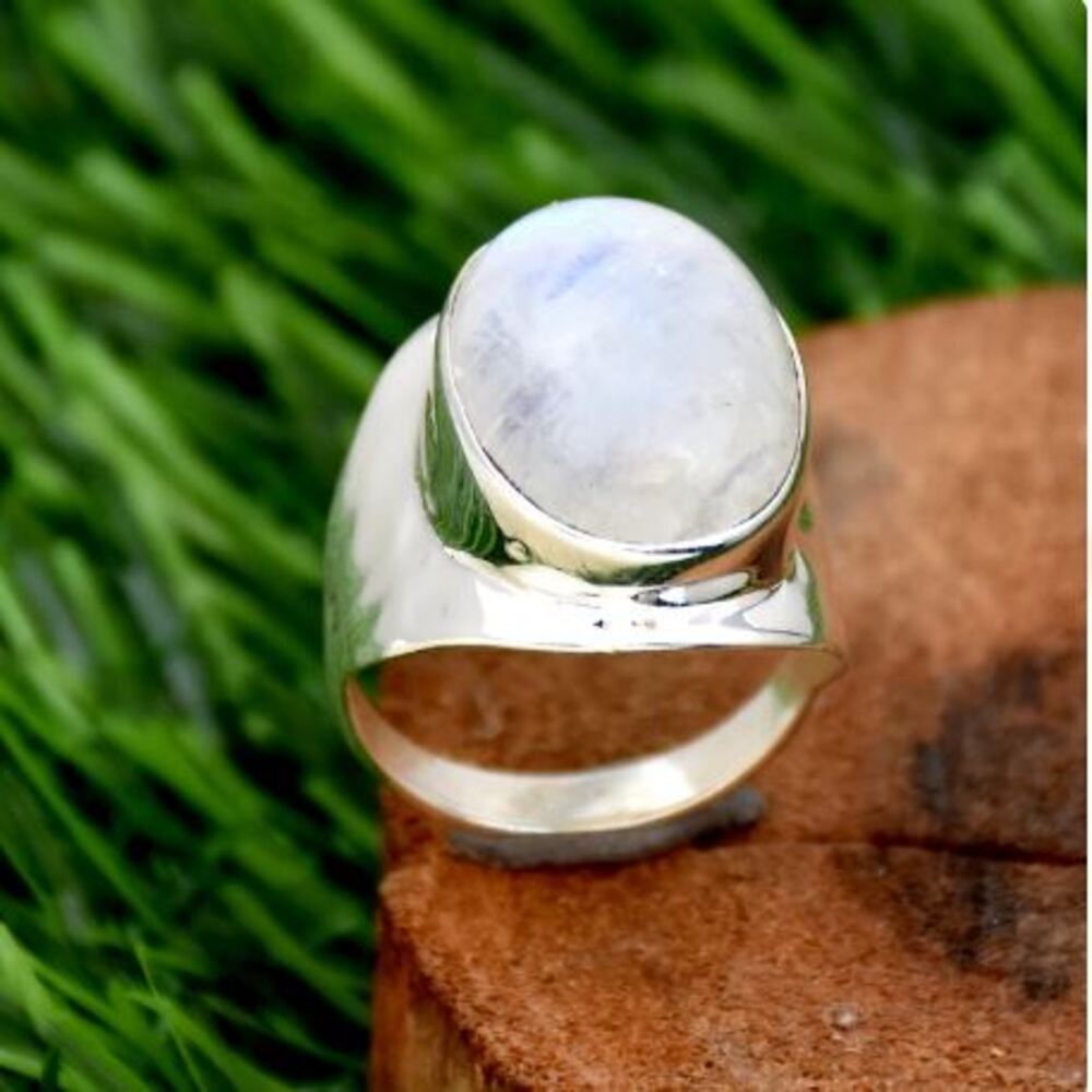 Moonstone Gemstone Solid 925 Sterling Silver Handmade Designer Birthstone Ring Jewelry