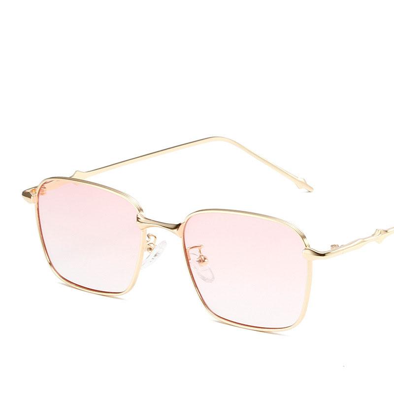 UV400 Rectangle Sunglasses Trendy High-Quality Metal Frame Punk Sun Glasses Travel Shades for Women & Men