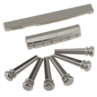 New Full Metal 6 Bridge Pins & Bridge Nut Saddle Set for Folk Acoustic Guitar 2 Color