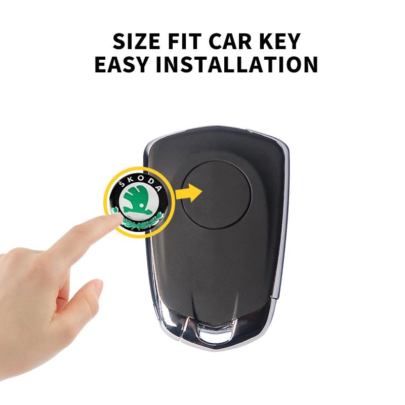 2025 New 10mm Car Remote Key Sticker Aluminum Emblem Decal For Skoda Octavia Kodiaq Fabia Superb Rapid Kamiq Karoq Derivati Yeti