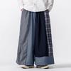 INCERUN Men Casual Elastic Waist Patchwork Plaid Long Baggy Wide Legs Pants Trousers