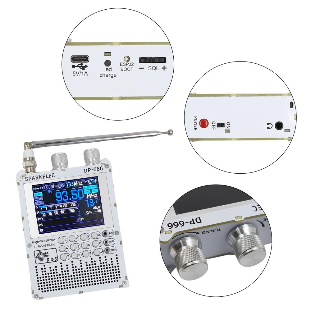 DP-666 Radio TEF6686 Sensibilitate Ridicată Bandă Completă Radio FM AM Unde Scurte Radio cu Baterii