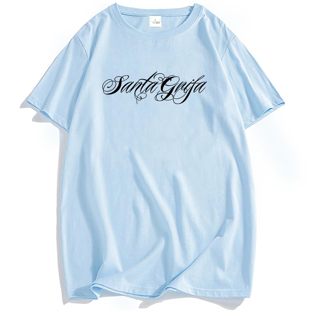Music Group LA SANTA GRIFA Tshirts Short Sleeve Cotton Male T-shirt Casual Fashion Unisex Streetwear Hip Hop Men Women Clothing