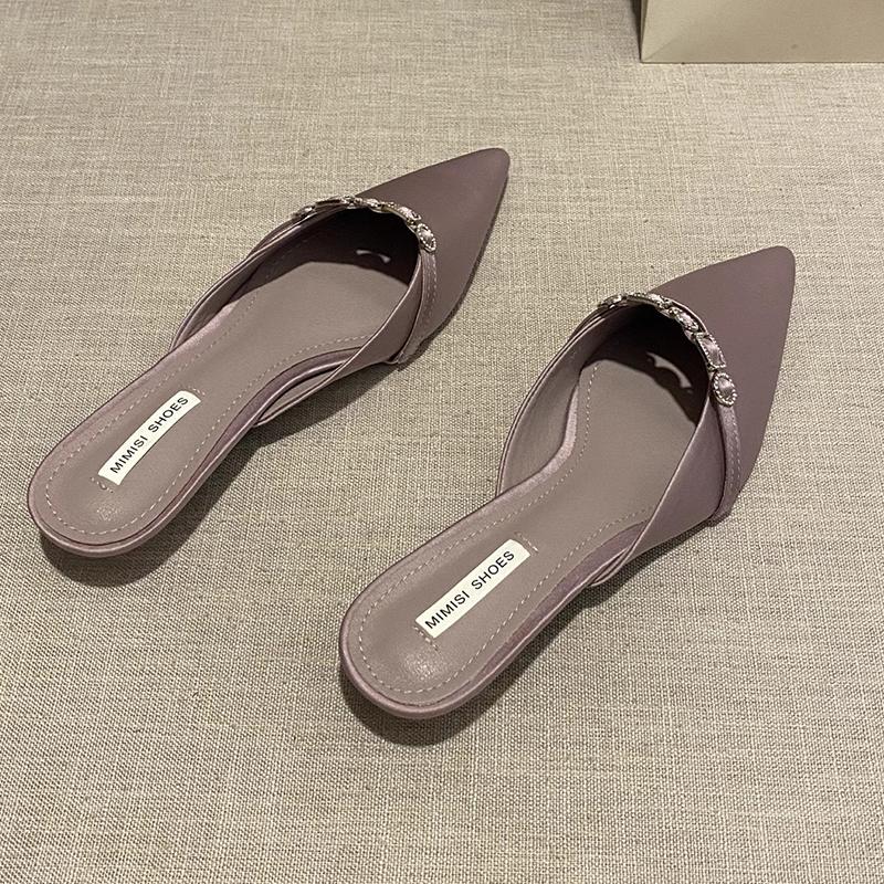 Pantoufles Femme Pointues à Cristaux Mode Printemps Élégantes Chaussures à Talons Slingback Sandales Femme Confortables Tendance 2025 Femme Zapatillas