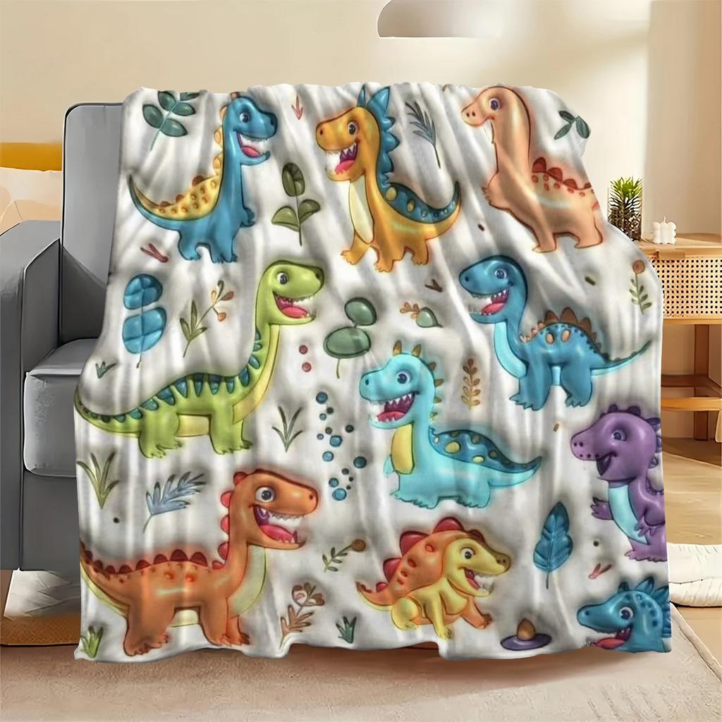 1pc Flannel Digital Print Blanket, Cute Dinosaur Pattern Blanket, Soft Casual Warm Oversized Flannel Blanket for Autumn and Winter, Throw Blanket, Mul