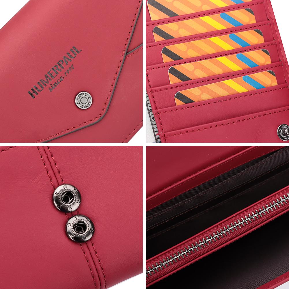 Humerpaul The First Layer of Cowhide Ladies Clutch, Large-capacity RFID Anti-theft Swipe Multi-card Wallet with Photo Window