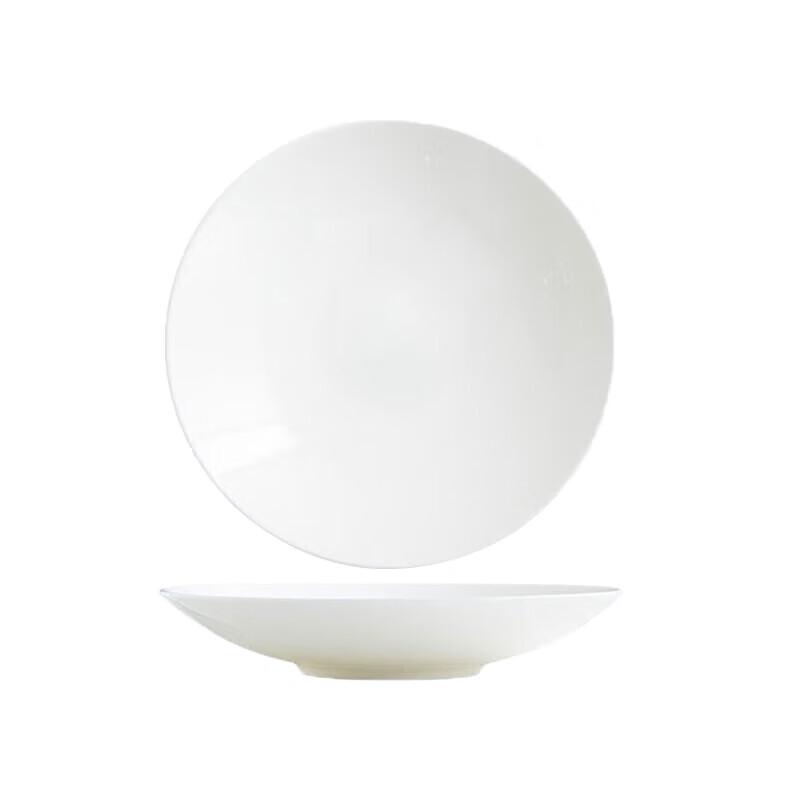 Jingdezhen White Ceramic 8.5-inch Round Deep Plate